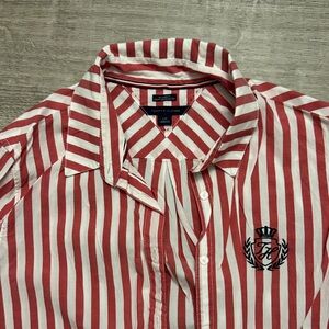 Tommy Hilfiger Red and White Striped Women’s Shirt